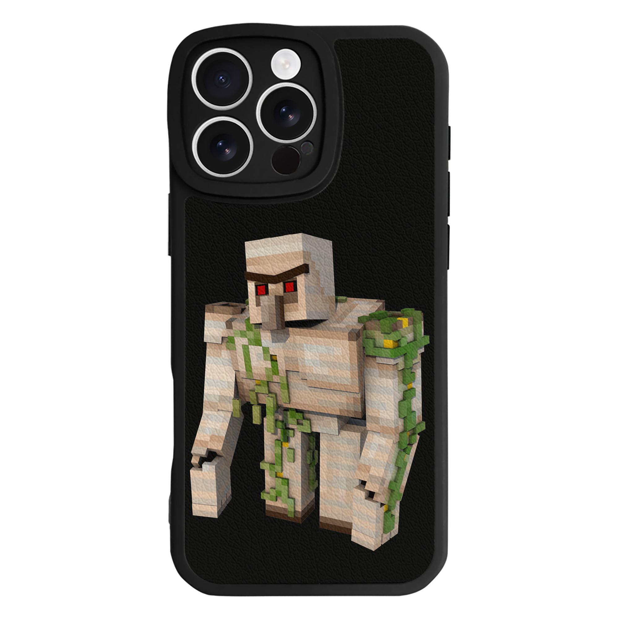 （画像用） マインクラフト ブロックの世界 Minecraft MC Block world 【iPhone 16シリーズ対応】シリコンスマホケース（レザー調） 材質：シリコン